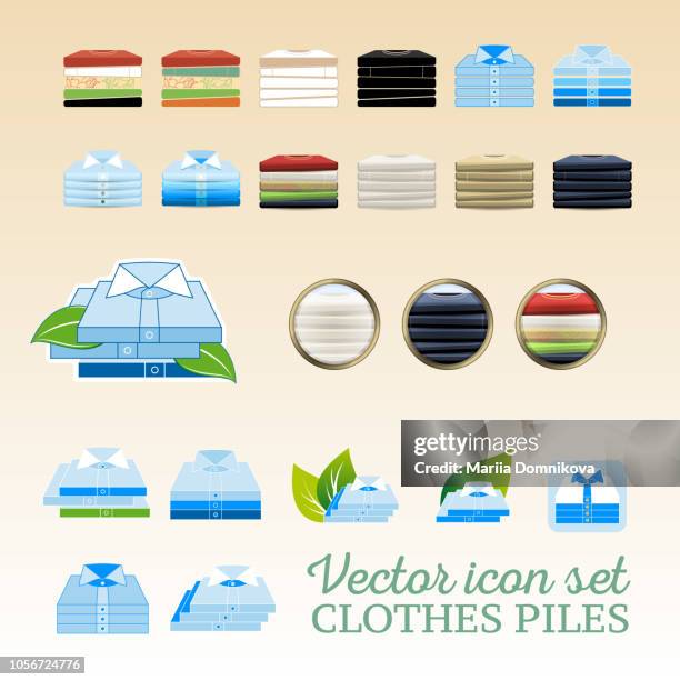 clothes piles vector icon set - menu background stock illustrations