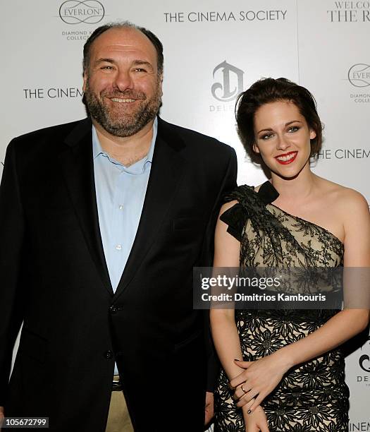 Actor James Gandolfini and actress Kristen Stewart attend The Cinema Society & Everlon Diamond Knot Collection's screening of "Welcome To The Rileys"...