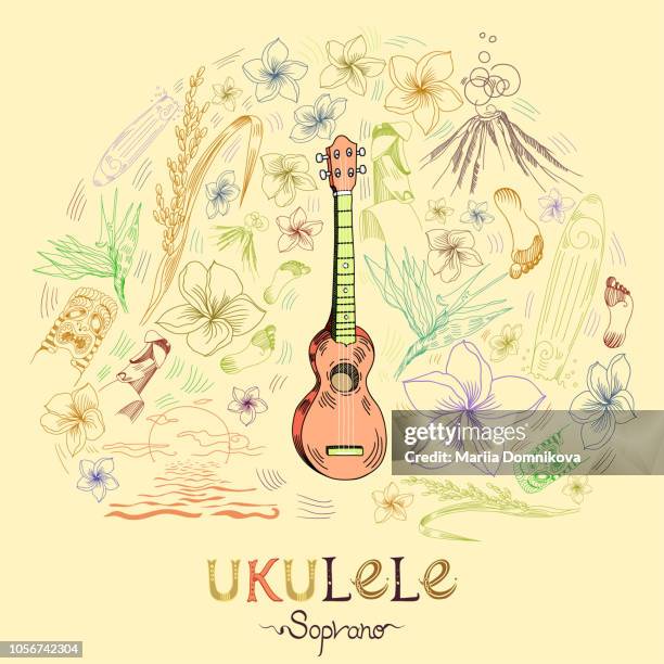 ukulele soprano - ukulele stock illustrations