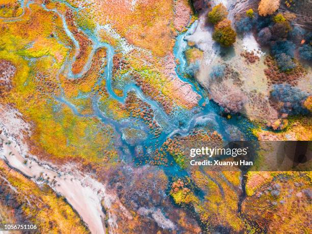 aerial view of multicolored autumn - han river imagens e fotografias de stock