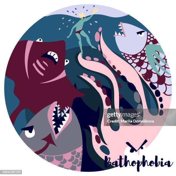 bathophobia - work paranoia stock illustrations