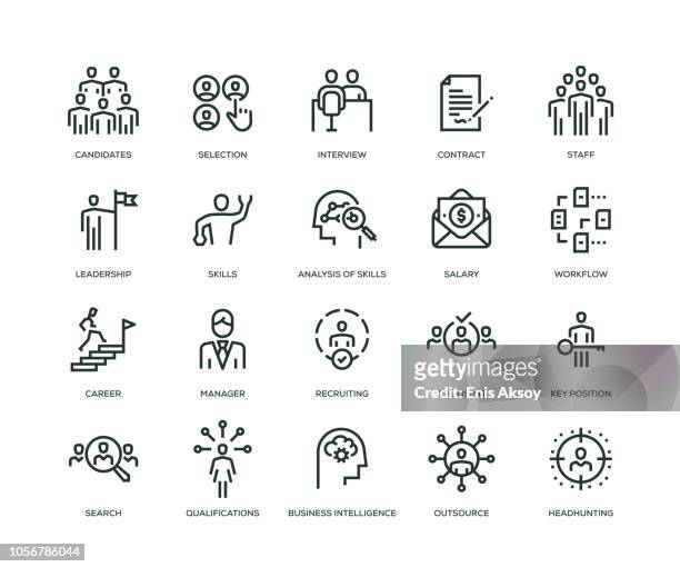 headhunting and recruiting icons - line series - smart contract stock illustrations