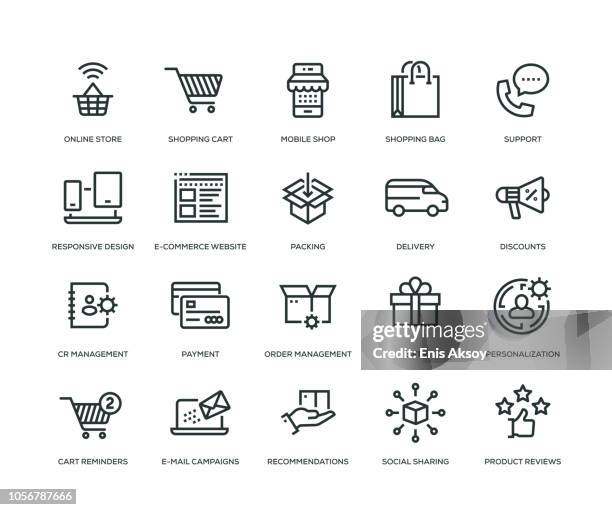 illustrazioni stock, clip art, cartoni animati e icone di tendenza di icone dell'e-commerce - serie line - customizzare