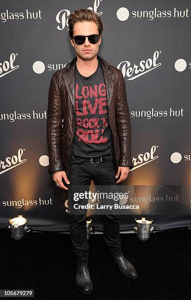 Sebastian Stan attends the Persol & Sunglass Hut special edition of 714 Steve McQueen sunglasses at Sunglass Hut Flagship on September 23, 2010 in...