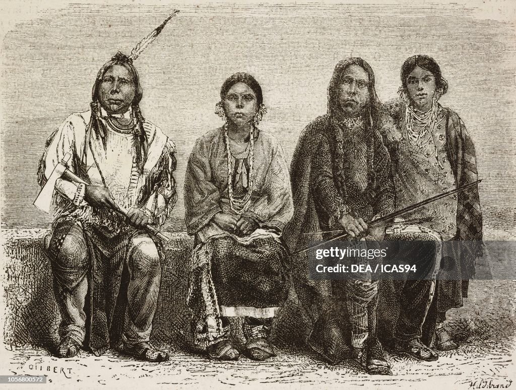 Sioux men and women, Sioux chief