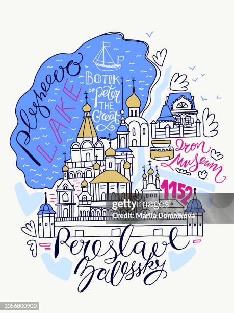 pereslavl-zalessky doddle map - pereslavl zalessky stock illustrations