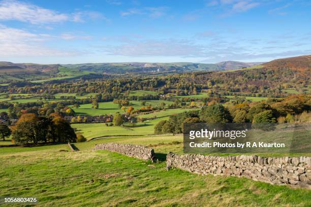 autumn in the english countryside, bamford, derbyshire - bamford stock pictures, royalty-free photos & images