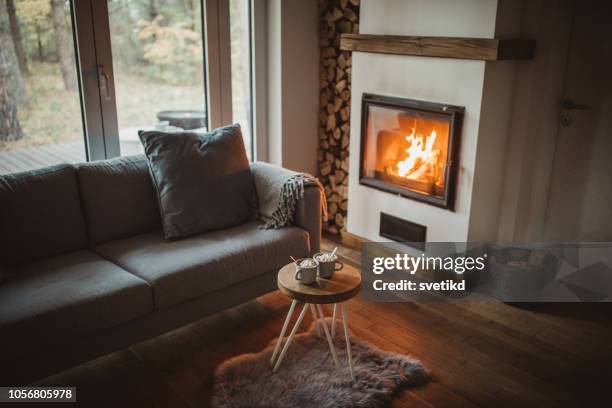 comfort of home - fireplace imagens e fotografias de stock