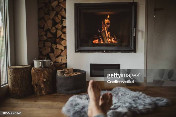 度過冬日的最佳方式 - fireplace 個照片及圖片檔