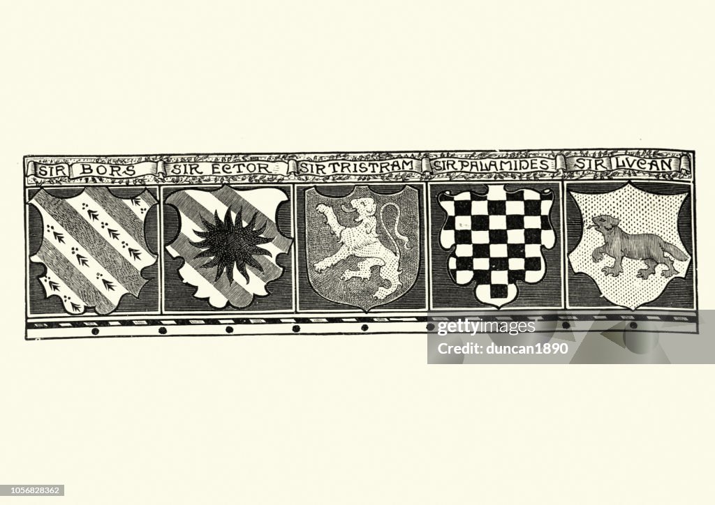Shields of King Arthur's knights