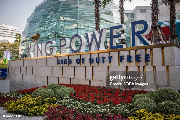 General view of the King Power logo at the King Power Headquarter in Central Bangkok. Thai billionaire Vichai Srivaddhanaprabha, Chairman of King...