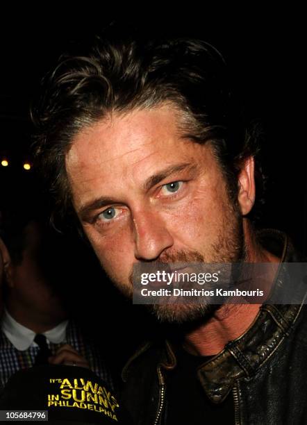 Actor Gerard Butler attends The Cinema Society & Everlon Diamond Knot Collection's screening of "Welcome To The Rileys" on October 18, 2010 at the...