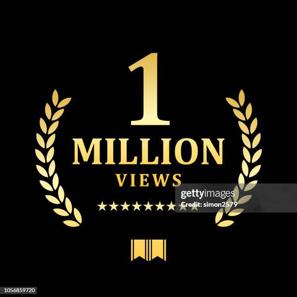 golden one million views emblem - millionnaire stock illustrations