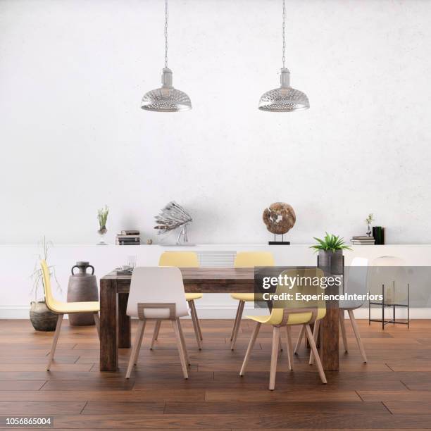 nordic style office with large team desk - dining chair stock pictures, royalty-free photos & images
