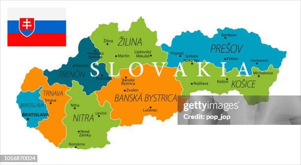 ilustraciones, imágenes clip art, dibujos animados e iconos de stock de mapa de eslovaquia - vector - zilina