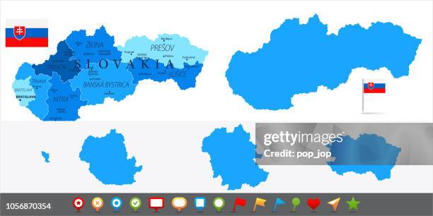 ilustraciones, imágenes clip art, dibujos animados e iconos de stock de mapa de eslovaquia - infografía vectorial - zilina