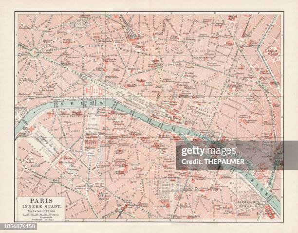 ilustraciones, imágenes clip art, dibujos animados e iconos de stock de mapa de parís 1900 - paris