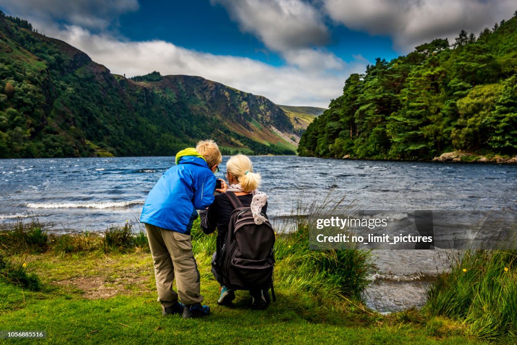 Mother and son at Glendalough Upper Lake