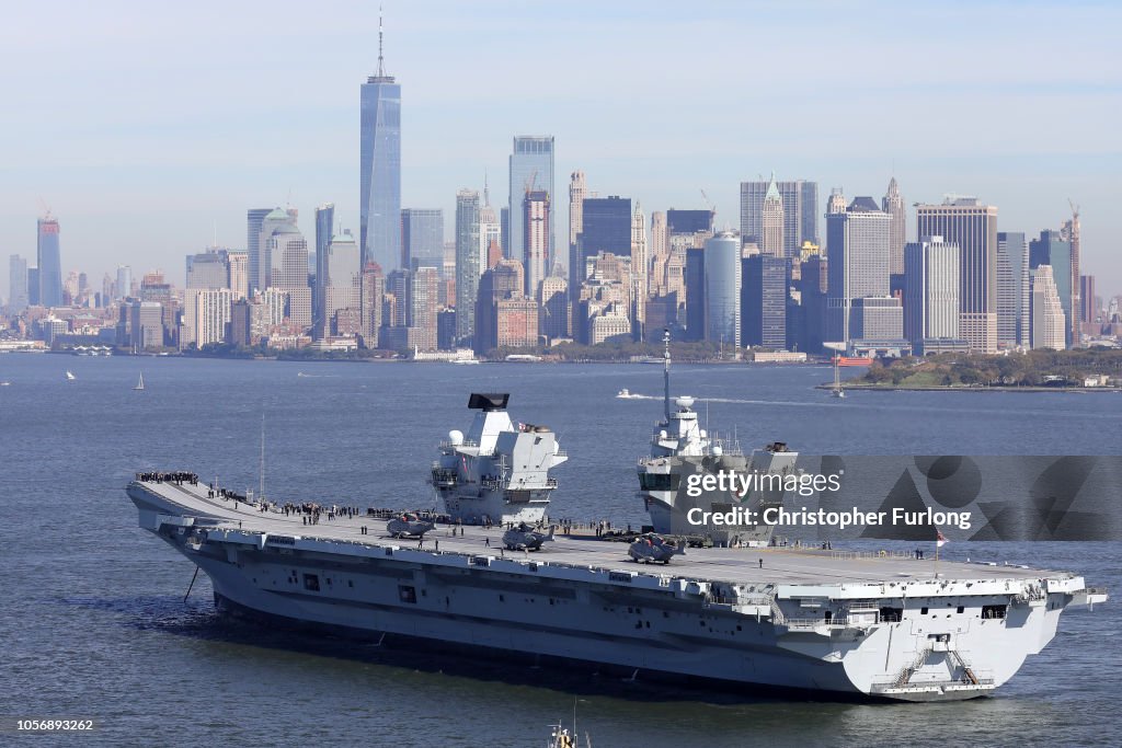 British Aircraft Carrier HMS Queen Elizabeth Arrives In New York