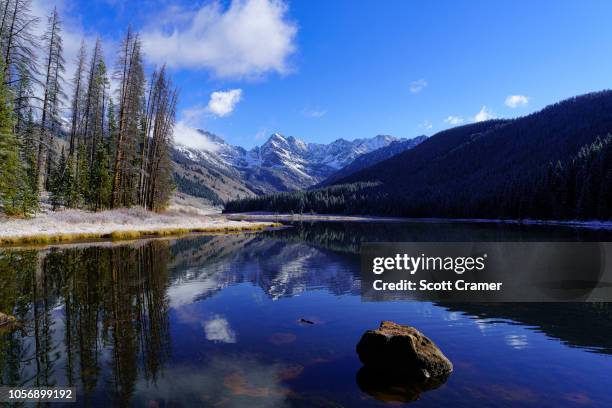 gore range winter piney lake - piney lake stockfoto's en -beelden