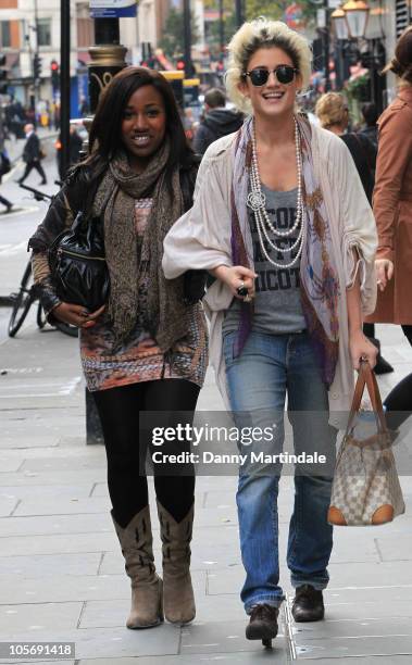 Factor's Tracey Cohan and Katie Waissel are seen shopping in Covent Garden on October 19, 2010 in London, England.