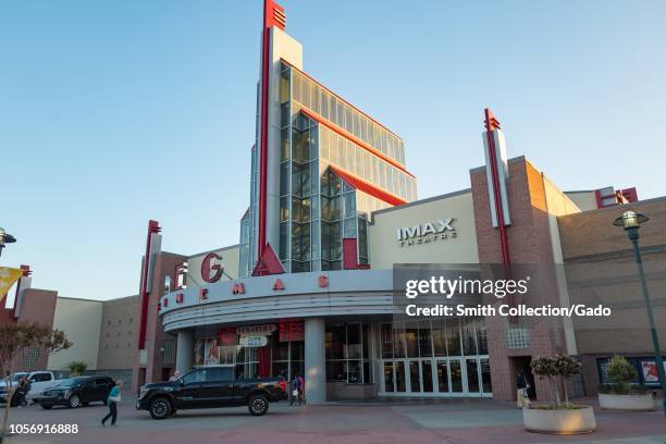 Regal Cinemas IMAX theatre facade at dusk in downtown Dublin, California, October 10, 2018.