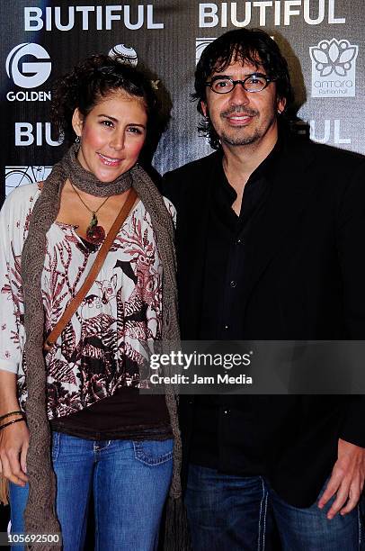 Vica Andrade and Memo del Bosque during the red carpet of the premiere of the movie Biutiful at Cinemex Antara on October 18, 2010 in Mexico City,...
