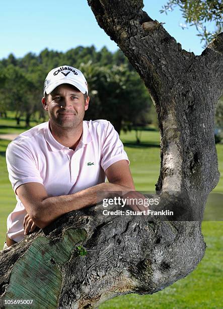 Francois Delamontagne of France poses for a photograph during previews for the Castello Masters Costa Azahar at the Club de Campo del Mediterraneo on...