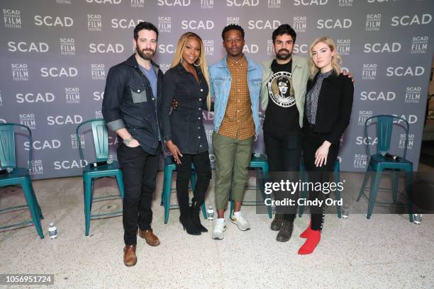 Matt Davis, Amiyah Scott, Brandon Micheal Hall, Sean Teale, and Skyler Samuels speak during the 'TV Guide Fan Favorites' panel during the 21st SCAD...