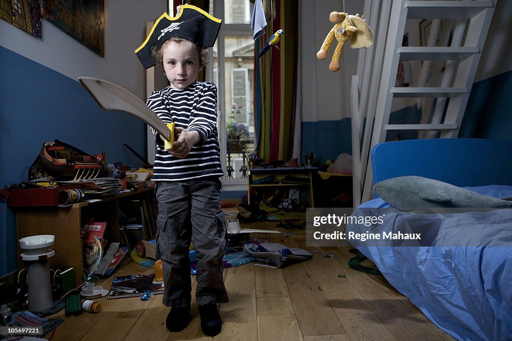 Pirate boy in his bedroom