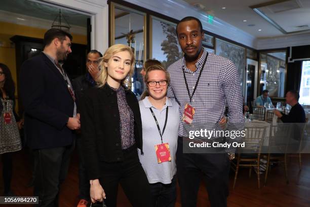 Skyler Samuels, Cole Sibus, and Otoja Abit attend the Awards Luncheon during the 21st SCAD Savannah Film Festival on November 2, 2018 in Savannah,...