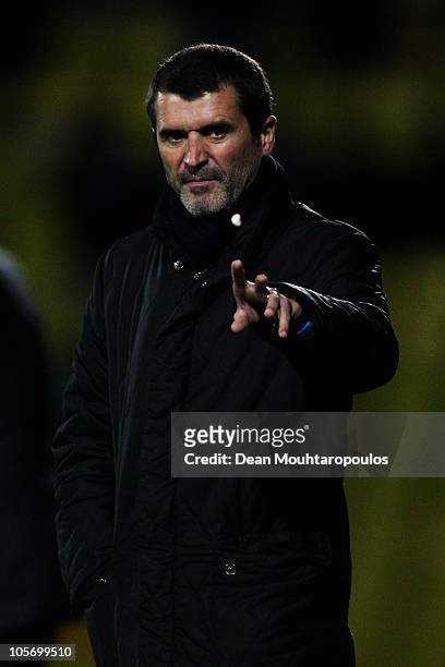 Ipswich Manager Roy Keane looks on from the sidelines during the npower Championship match between Watford and Ipswich Town at Vicarage Road on...