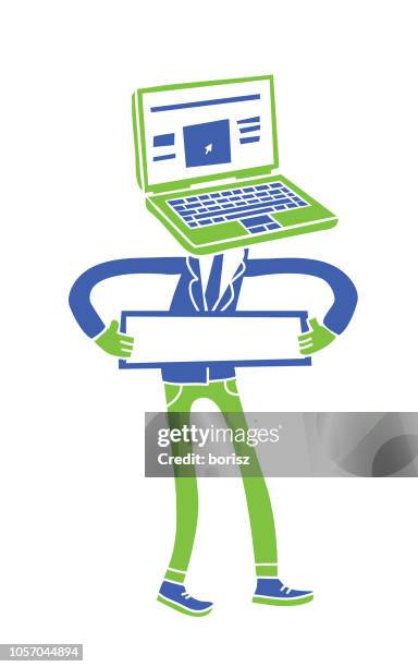 tech head - it worker white background stock illustrations