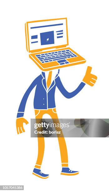 tech head - it worker white background stock illustrations