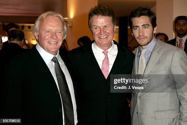 Anthony Hopkins, John Madden and Jake Gyllenhaal during 2005 Venice Film Festival - "Proof" Premiere - Inside at Palazzo del Cinema in Venice Lido,...