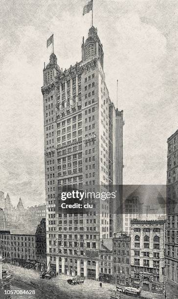 park row building, new york - park row building stock illustrations