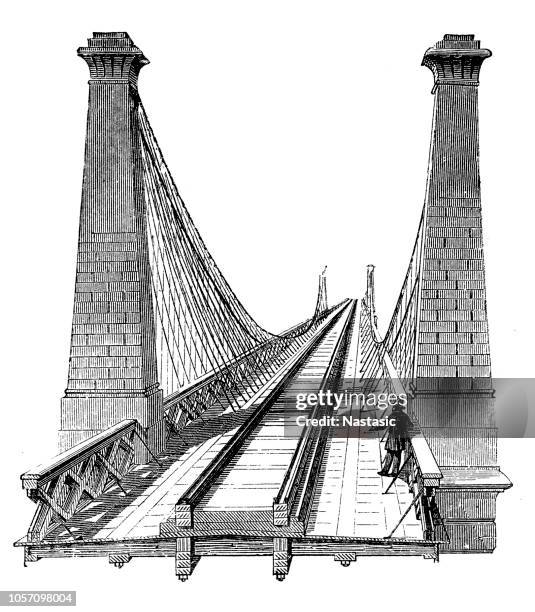 stockillustraties, clipart, cartoons en iconen met vintage railway - roman bridge