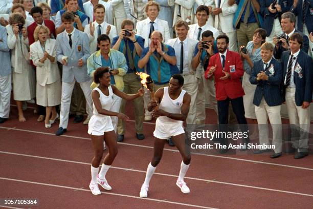 Rafer Johnson At The Olympic Games Opening Ceremony Photos and Premium ...