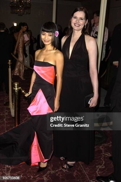 Bai Ling and Geena Davis during The 15th Carousel Of Hope Ball - VIP Reception at Beverly Hilton Hotel in Beverly Hills, California, United States.