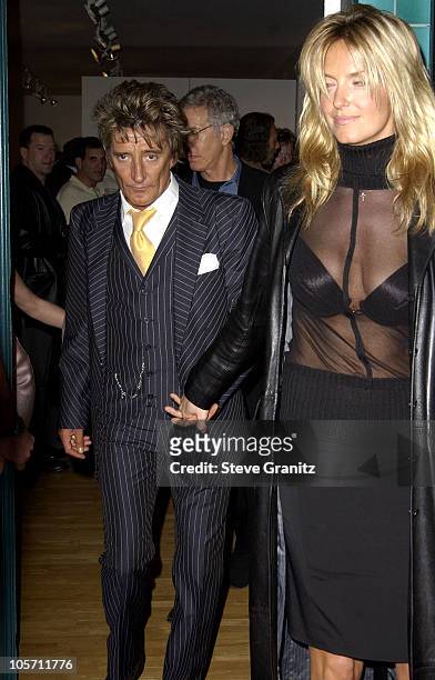 Rod Stewart & Penny Lancaster during Rolling Stones Ronnie Wood to Display Art Collection at Hamilton-Selway Fine Art Gallery in Los Angeles,...