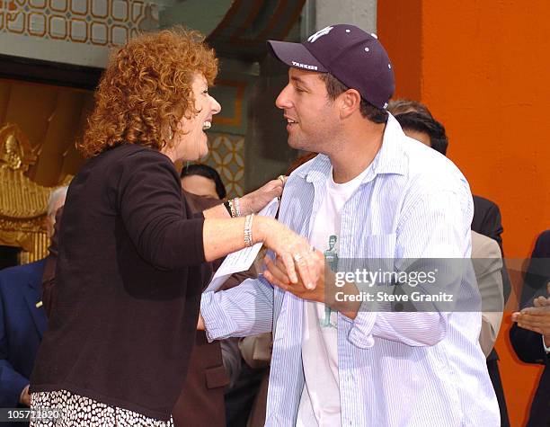 Adam Sandler and mom Judy during Adam Sandler Footprint Ceremony at Chinese Theatre in Hollywood, California, United States.