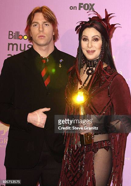 Elijah Blue & Cher during 2002 Billboard Music Awards - Press Room at MGM Grand Arena in Las Vegas, Nevada, United States.