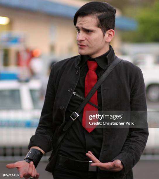 Carlos D of Interpol during The 106.7 KROQ "Weenie Roast" Concert 2005 - Backstage at Verizon Wireless Amphitheatre in Irvine, California, United...