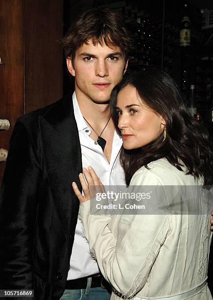 Ashton Kutcher and Demi Moore during "Guess Who" Los Angeles Premiere - After Party at Geisha House in Hollywood, California, United States.
