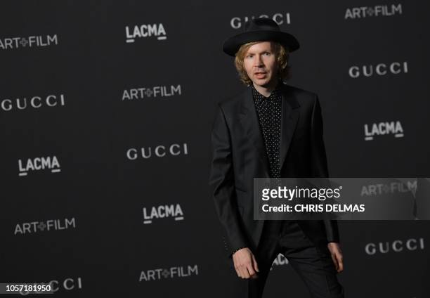 Singer Beck arrives for the 2018 LACMA Art+Film Gala at the Los Angeles County Museum of Art in Los Angeles, California on November 3, 2018.