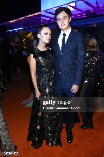 Actors Billie Lourd and Austen Rydell attend 2018 LACMA Art + Film Gala honoring Catherine Opie and Guillermo del Toro presented by Gucci at LACMA on...