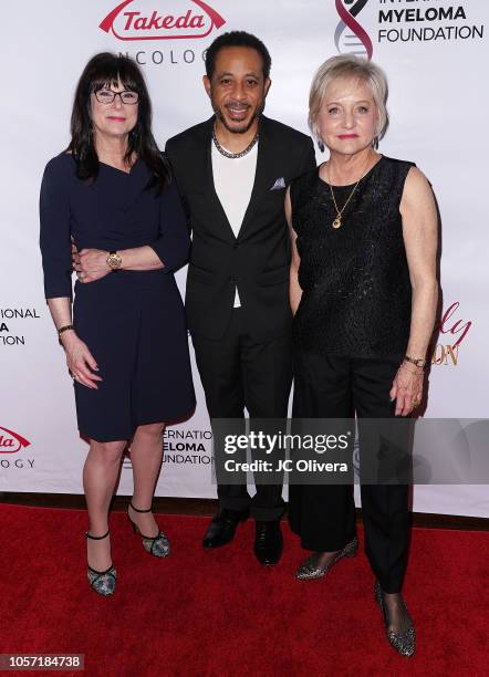 Susi Novis Durie, Dale Godboldo and Loraine Alterman Boyle attend The International Myeloma Foundation's 12th Annual Comedy Celebration at The...