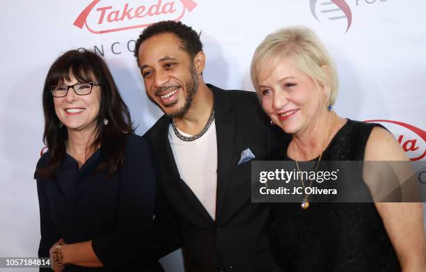 Susi Novis Durie, Dale Godboldo and Loraine Alterman Boyle attend The International Myeloma Foundation's 12th Annual Comedy Celebration at The...