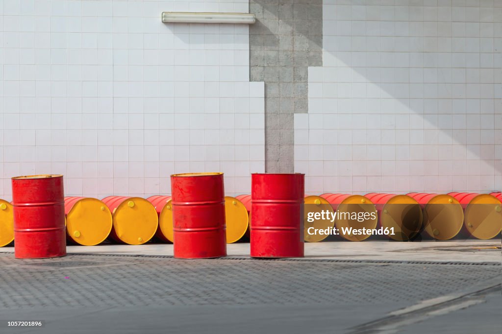 Morocco, row of oil drums