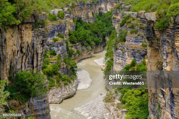 albania, skrapar, osum canyon - albania stock-fotos und bilder